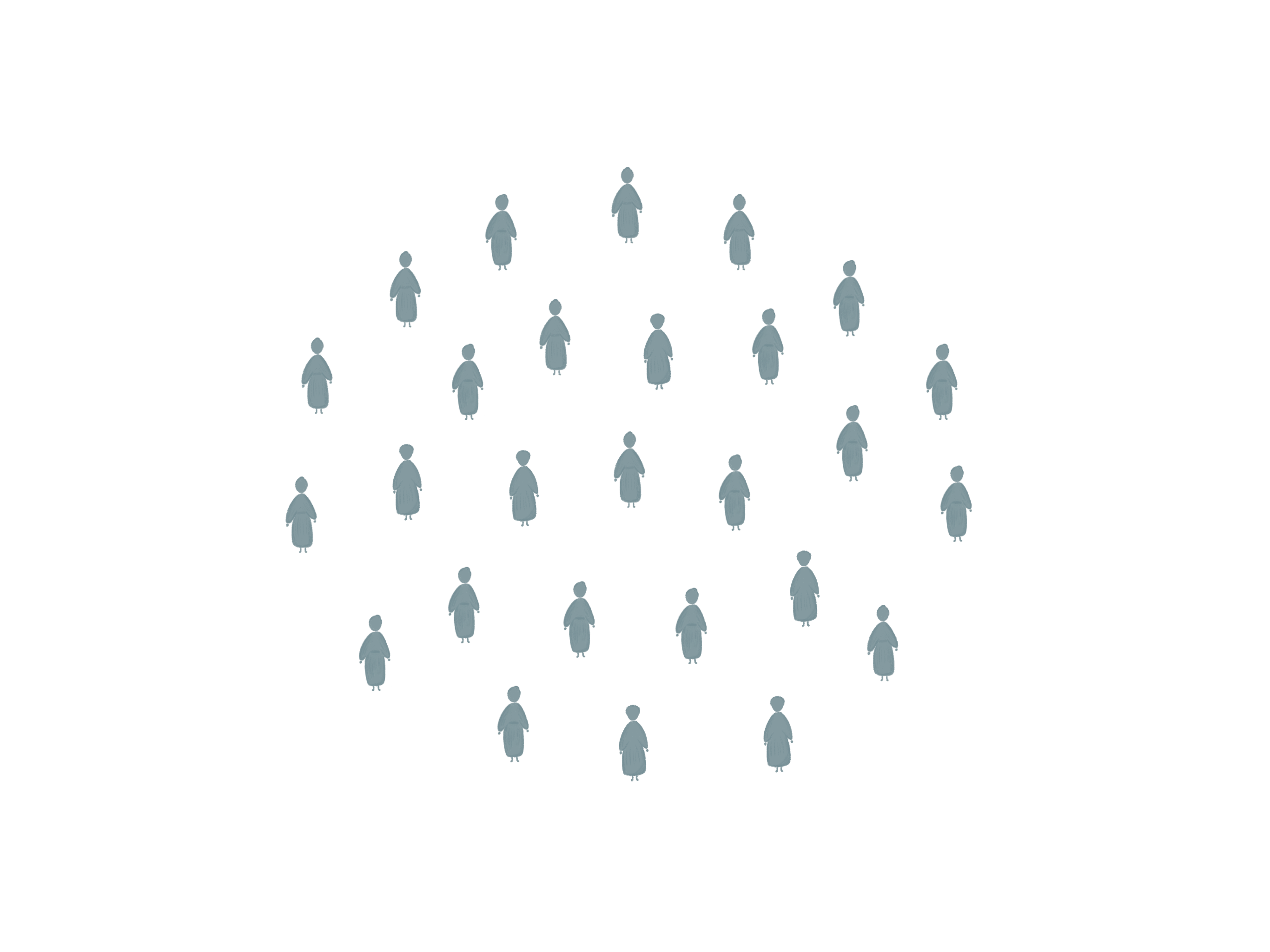 Icons representing 27 women who indicated that their arrests and charges originated in the context of gender-based violence