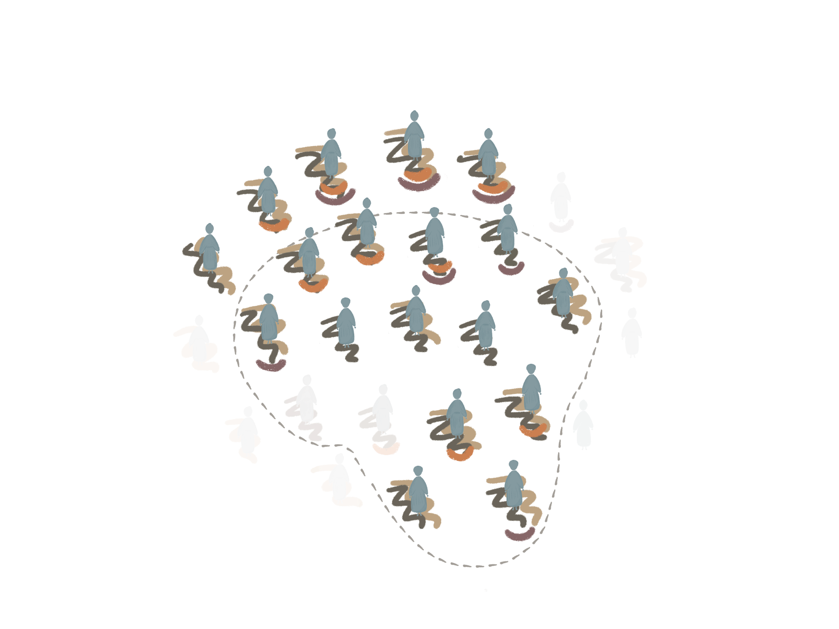 Icons representing 27 women, highlighting women who reported having been subjected to a prolonged history of gender-based violence.